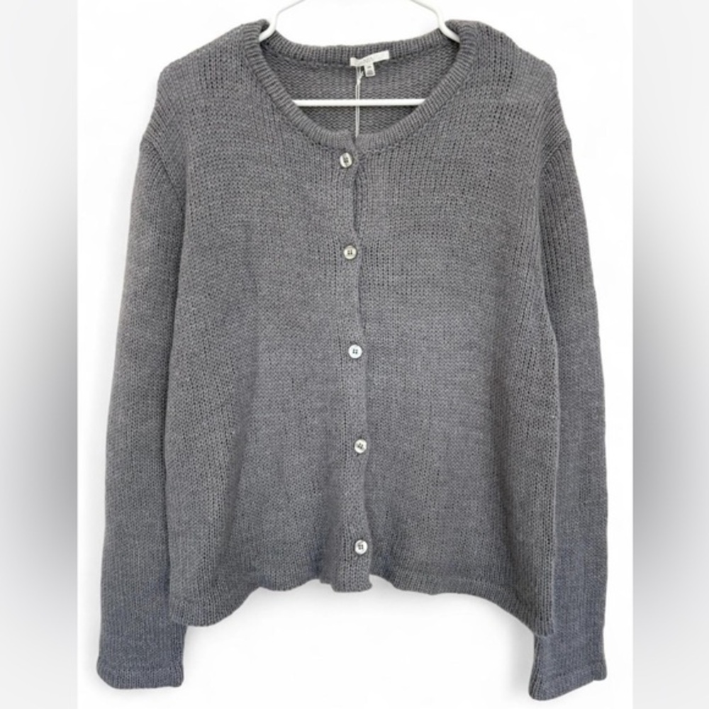 NWT! Women's NIA Brand Wool Blend Knit Button Down Sweater Size L/XL Gray